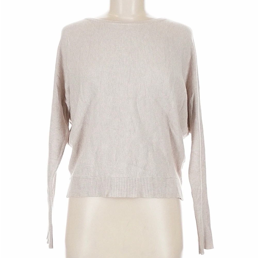 T Tahari Cream Ribbed Knit Top